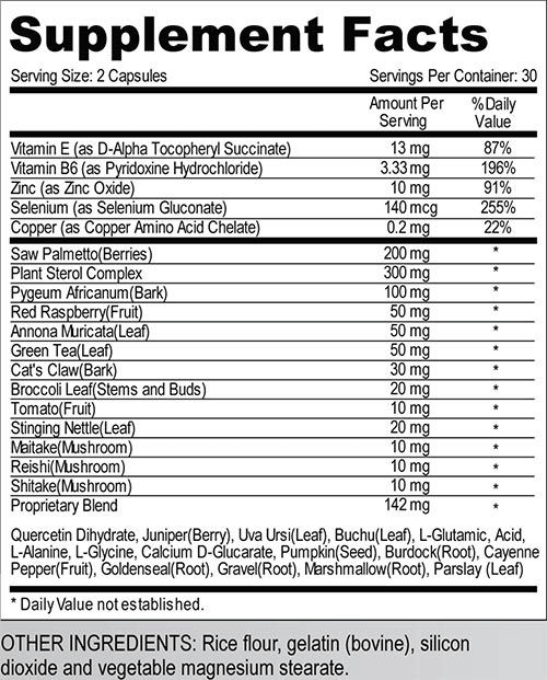 Prostate 911 Supplement Fact